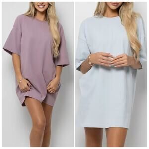 Comfrt Bundle of 2 essential oversized tee's unisex womens mens mauve/skylight